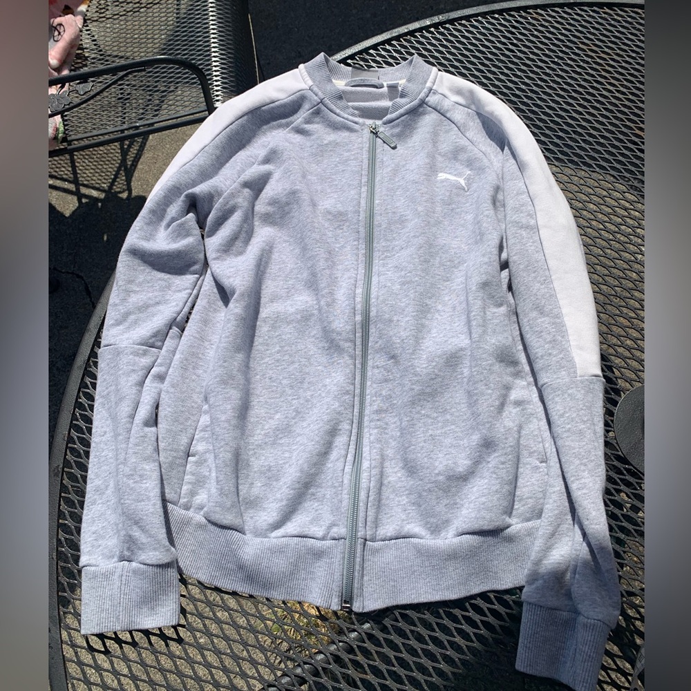 Puma Light Gray Ribbed Collar Jacket